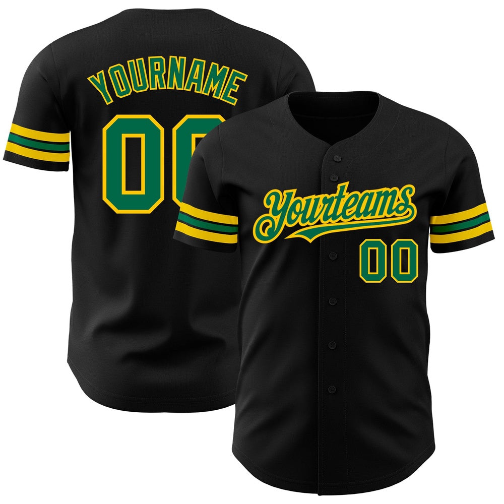 USA Baseball Jersey, Custom Black Kelly Green Yellow Authentic Baseball Jersey, Team Jerseys Baseball