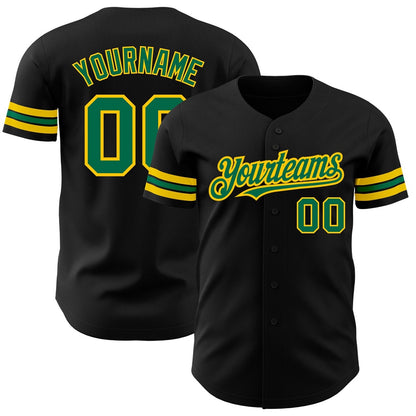 USA Baseball Jersey, Custom Black Kelly Green Yellow Authentic Baseball Jersey, Team Jerseys Baseball