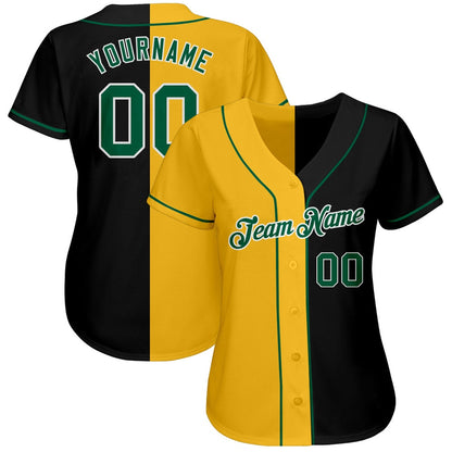 USA Baseball Jersey, Custom Black Kelly Green Yellow Authentic Split Fashion Baseball Jersey, Team Jerseys Baseball