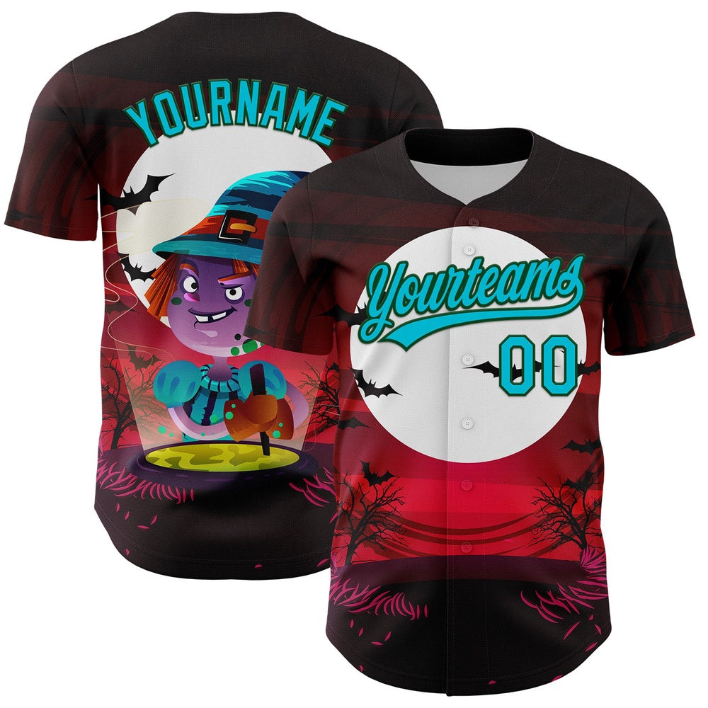 USA Baseball Jersey, Custom Black Lakes Blue Green 3D Halloween Authentic Baseball Jersey, Team Jerseys Baseball