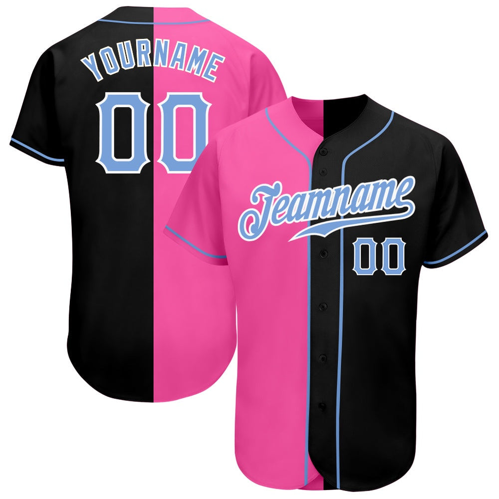 USA Baseball Jersey, Custom Black Light Blue Pink Authentic Split Fashion Baseball Jersey, Team Jerseys Baseball