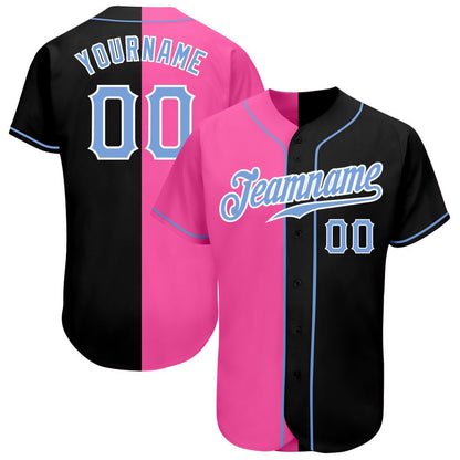 USA Baseball Jersey, Custom Black Light Blue Pink Authentic Split Fashion Baseball Jersey, Team Jerseys Baseball