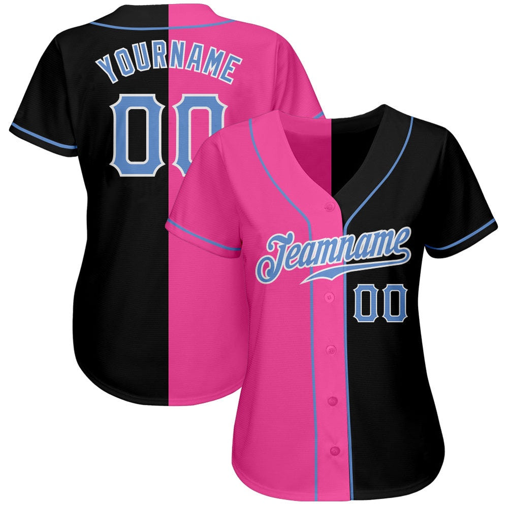USA Baseball Jersey, Custom Black Light Blue Pink Authentic Split Fashion Baseball Jersey, Team Jerseys Baseball