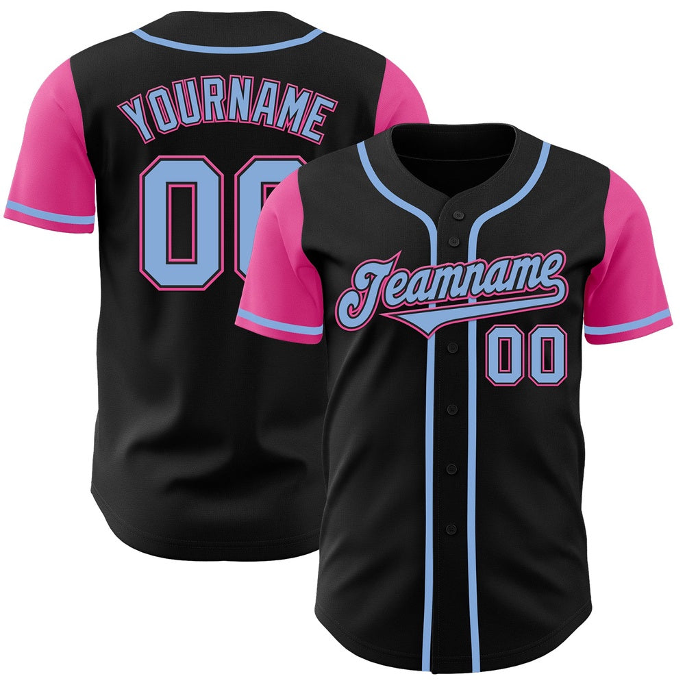USA Baseball Jersey, Custom Black Light Blue Pink Authentic Two Tone Baseball Jersey, Team Jerseys Baseball