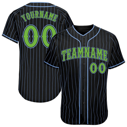 USA Baseball Jersey, Custom Black Light Blue Pinstripe Neon Green Authentic Baseball Jersey, Team Jerseys Baseball