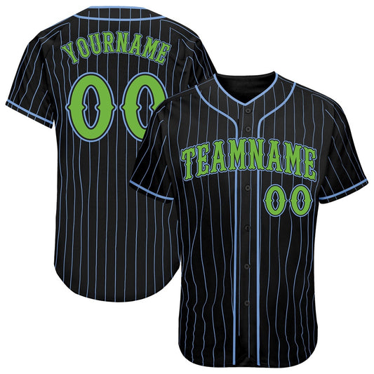 USA Baseball Jersey, Custom Black Light Blue Pinstripe Neon Green Authentic Baseball Jersey, Team Jerseys Baseball