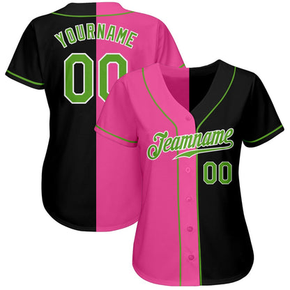 USA Baseball Jersey, Custom Black Neon Green Pink Authentic Split Fashion Baseball Jersey, Team Jerseys Baseball