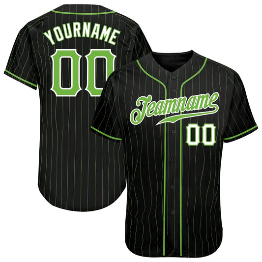 USA Baseball Jersey, Custom Black Neon Green Pinstripe Neon Green White Authentic Baseball Jersey, Team Jerseys Baseball