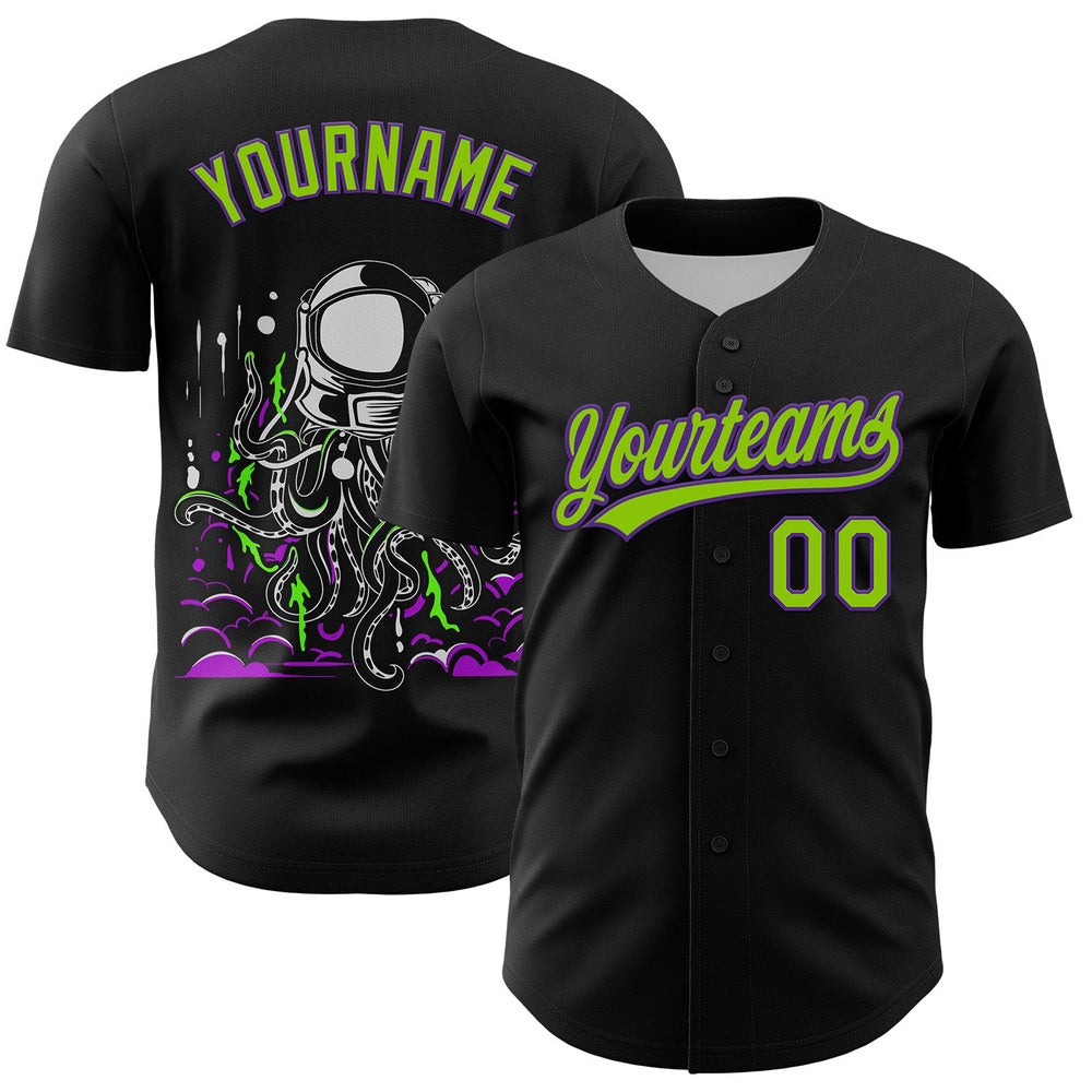 USA Baseball Jersey, Custom Black Neon Green Purple 3D Halloween Authentic Baseball Jersey, Team Jerseys Baseball