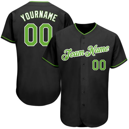 USA Baseball Jersey, Custom Black Neon Green White Authentic Baseball Jersey, Team Jerseys Baseball