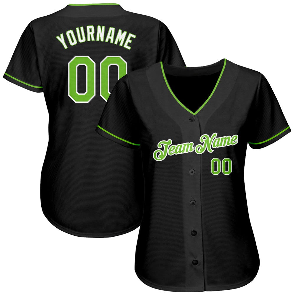 USA Baseball Jersey, Custom Black Neon Green White Authentic Baseball Jersey, Team Jerseys Baseball