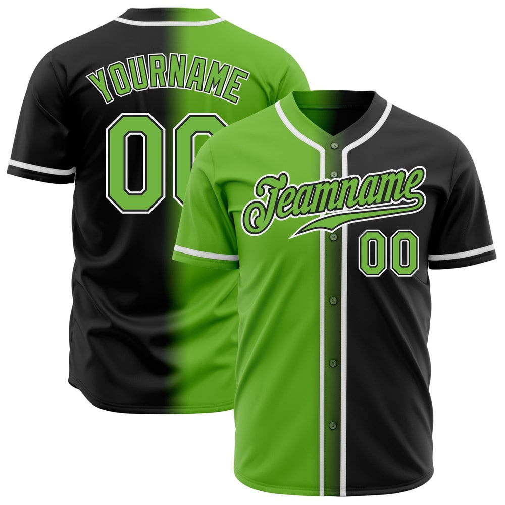 USA Baseball Jersey, Custom Black Neon Green White Authentic Gradient Fashion Baseball Jersey, Team Jerseys Baseball