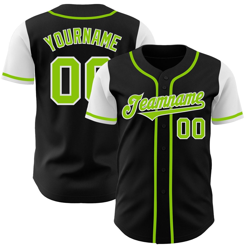 USA Baseball Jersey, Custom Black Neon Green White Authentic Two Tone Baseball Jersey, Team Jerseys Baseball