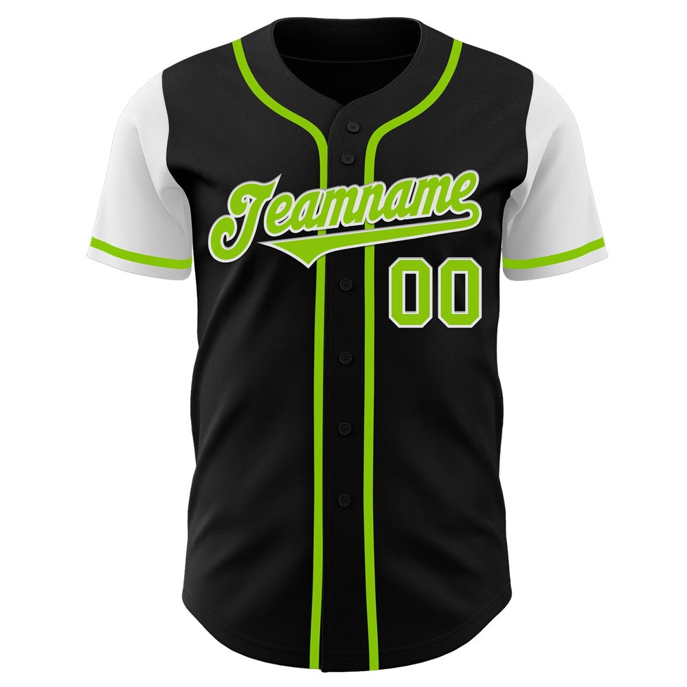 USA Baseball Jersey, Custom Black Neon Green White Authentic Two Tone Baseball Jersey, Team Jerseys Baseball