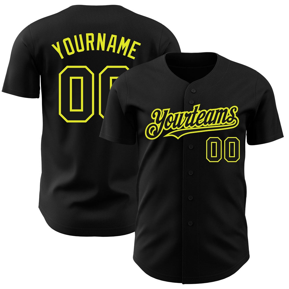 USA Baseball Jersey, Custom Black Neon Yellow Authentic Baseball Jersey, Team Jerseys Baseball