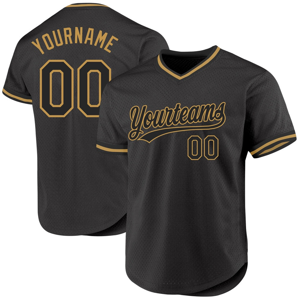 USA Baseball Jersey, Custom Black Old Gold Authentic Throwback Baseball Jersey, Team Jerseys Baseball