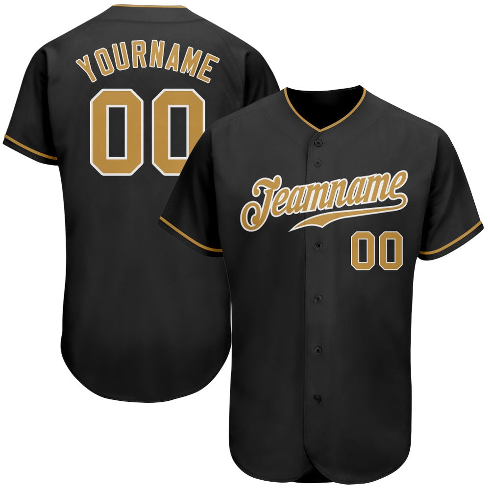 USA Baseball Jersey, Custom Black Old Gold White Authentic Baseball Jersey, Team Jerseys Baseball