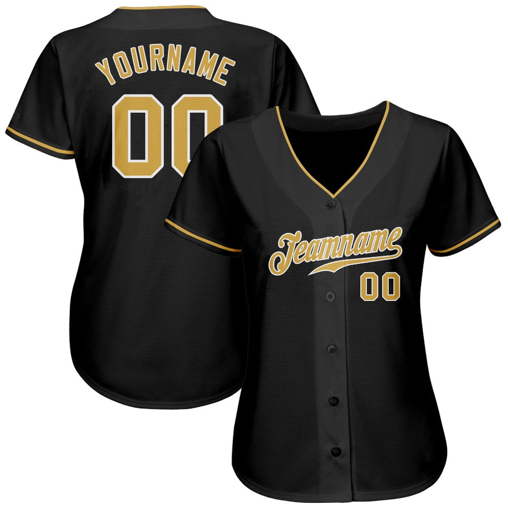 USA Baseball Jersey, Custom Black Old Gold White Authentic Baseball Jersey, Team Jerseys Baseball