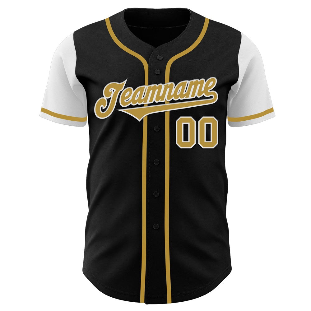 USA Baseball Jersey, Custom Black Old Gold White Authentic Two Tone Baseball Jersey, Team Jerseys Baseball