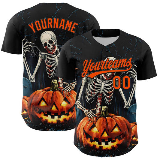 USA Baseball Jersey, Custom Black Orange 3D Halloween Authentic Baseball Jersey, Team Jerseys Baseball