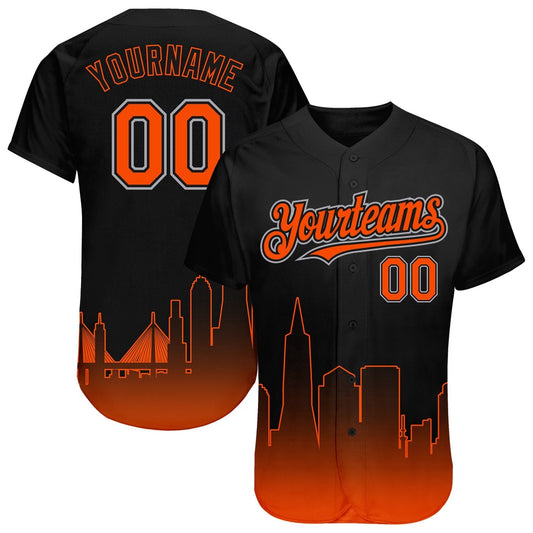 USA Baseball Jersey, Custom Black Orange Gray 3D San Francisco City Edition Fade Fashion Authentic Baseball Jersey, Team Jerseys Baseball