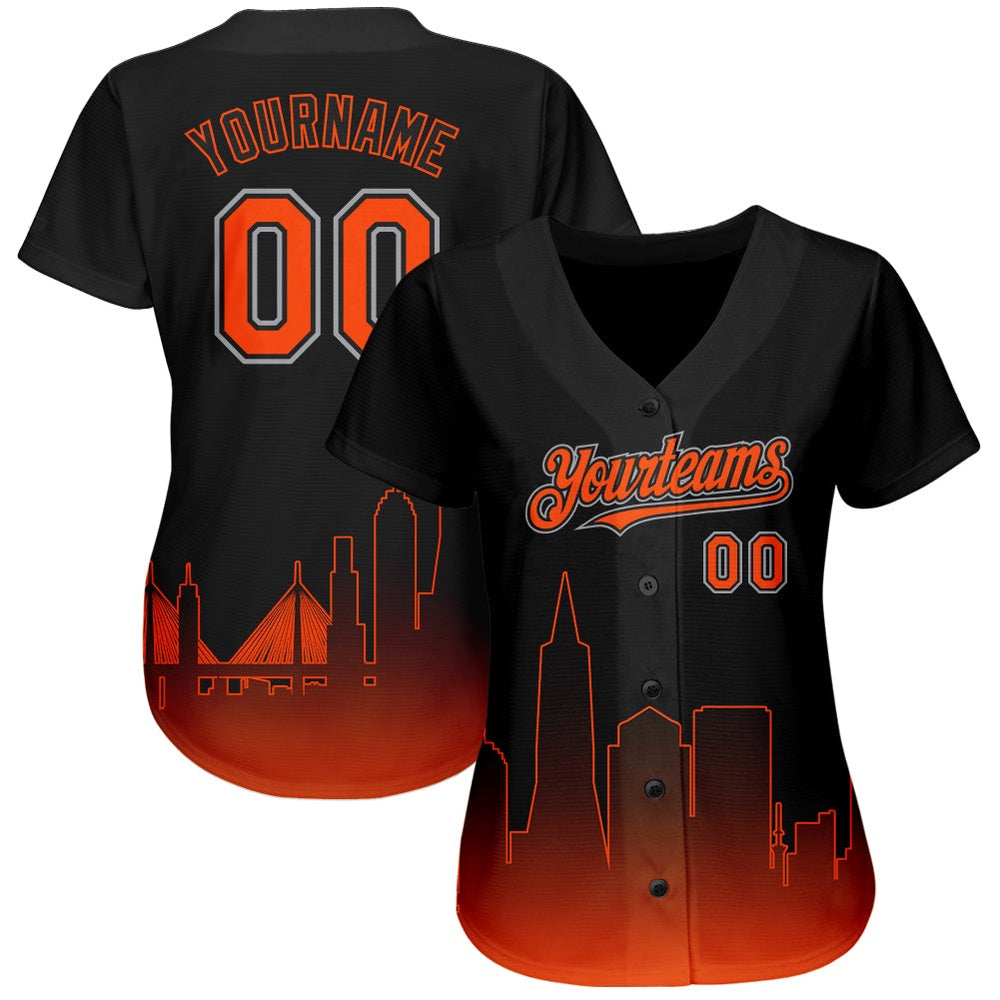 USA Baseball Jersey, Custom Black Orange Gray 3D San Francisco City Edition Fade Fashion Authentic Baseball Jersey, Team Jerseys Baseball
