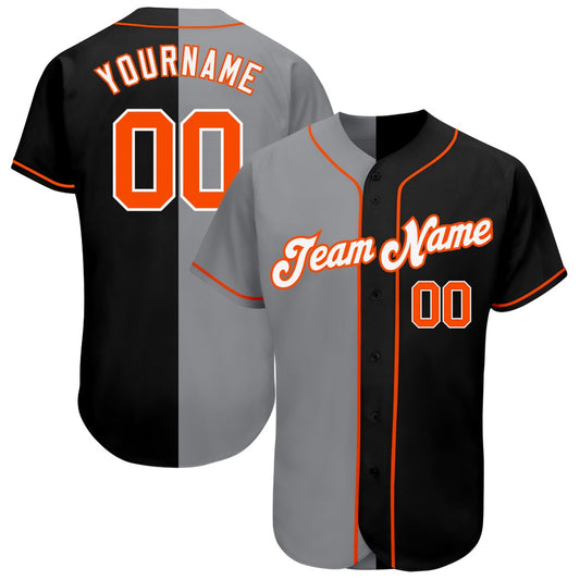 USA Baseball Jersey, Custom Black Orange Gray Authentic Split Fashion Baseball Jersey, Team Jerseys Baseball