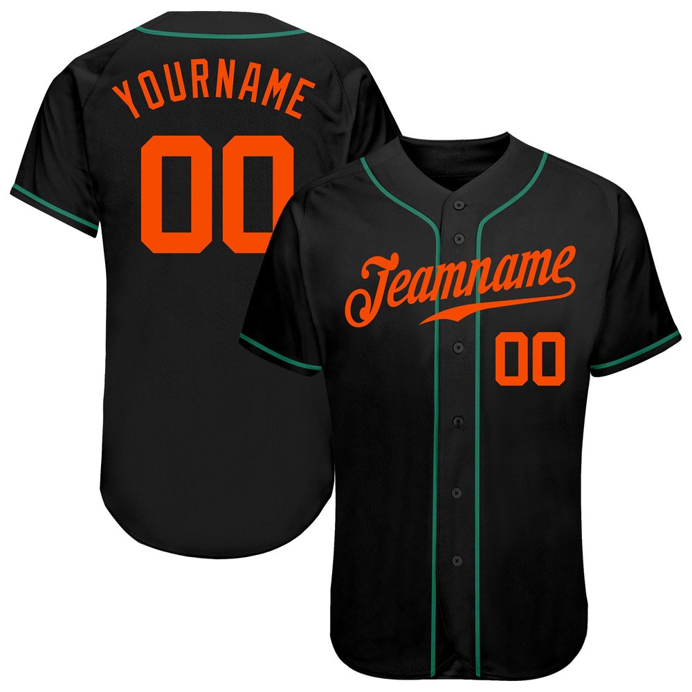 USA Baseball Jersey, Custom Black Orange Kelly Green Authentic Baseball Jersey, Team Jerseys Baseball