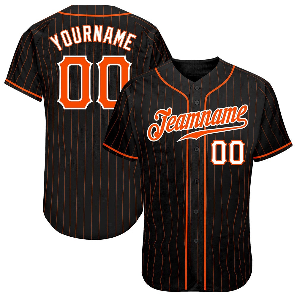 USA Baseball Jersey, Custom Black Orange Pinstripe Orange White Authentic Baseball Jersey, Team Jerseys Baseball