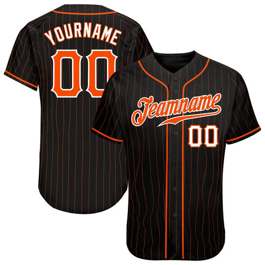 USA Baseball Jersey, Custom Black Orange Pinstripe Orange White Authentic Baseball Jersey, Team Jerseys Baseball