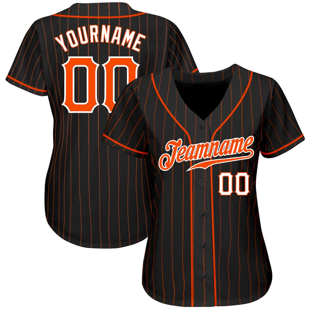 USA Baseball Jersey, Custom Black Orange Pinstripe Orange White Authentic Baseball Jersey, Team Jerseys Baseball