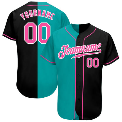 USA Baseball Jersey, Custom Black Pink Aqua Authentic Split Fashion Baseball Jersey, Team Jerseys Baseball