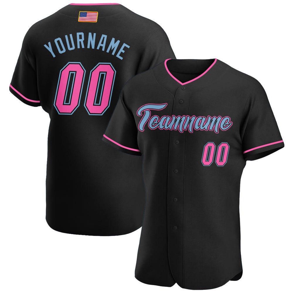 USA Baseball Jersey, Custom Black Pink Light Blue Authentic American Flag Fashion Baseball Jersey, Team Jerseys Baseball