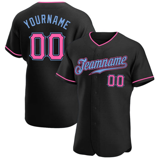 USA Baseball Jersey, Custom Black Pink Light Blue Authentic Baseball Jersey, Team Jerseys Baseball