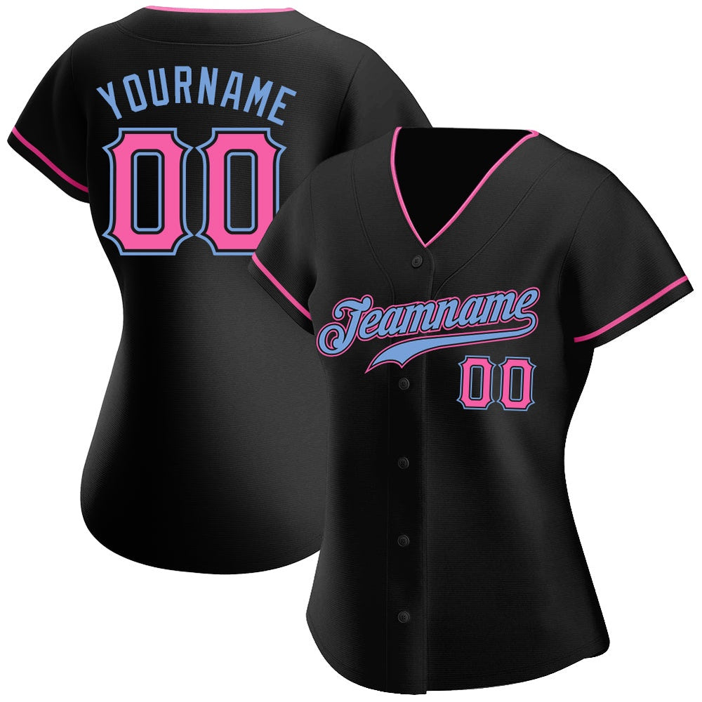 USA Baseball Jersey, Custom Black Pink Light Blue Authentic Baseball Jersey, Team Jerseys Baseball