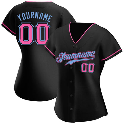 USA Baseball Jersey, Custom Black Pink Light Blue Authentic Baseball Jersey, Team Jerseys Baseball