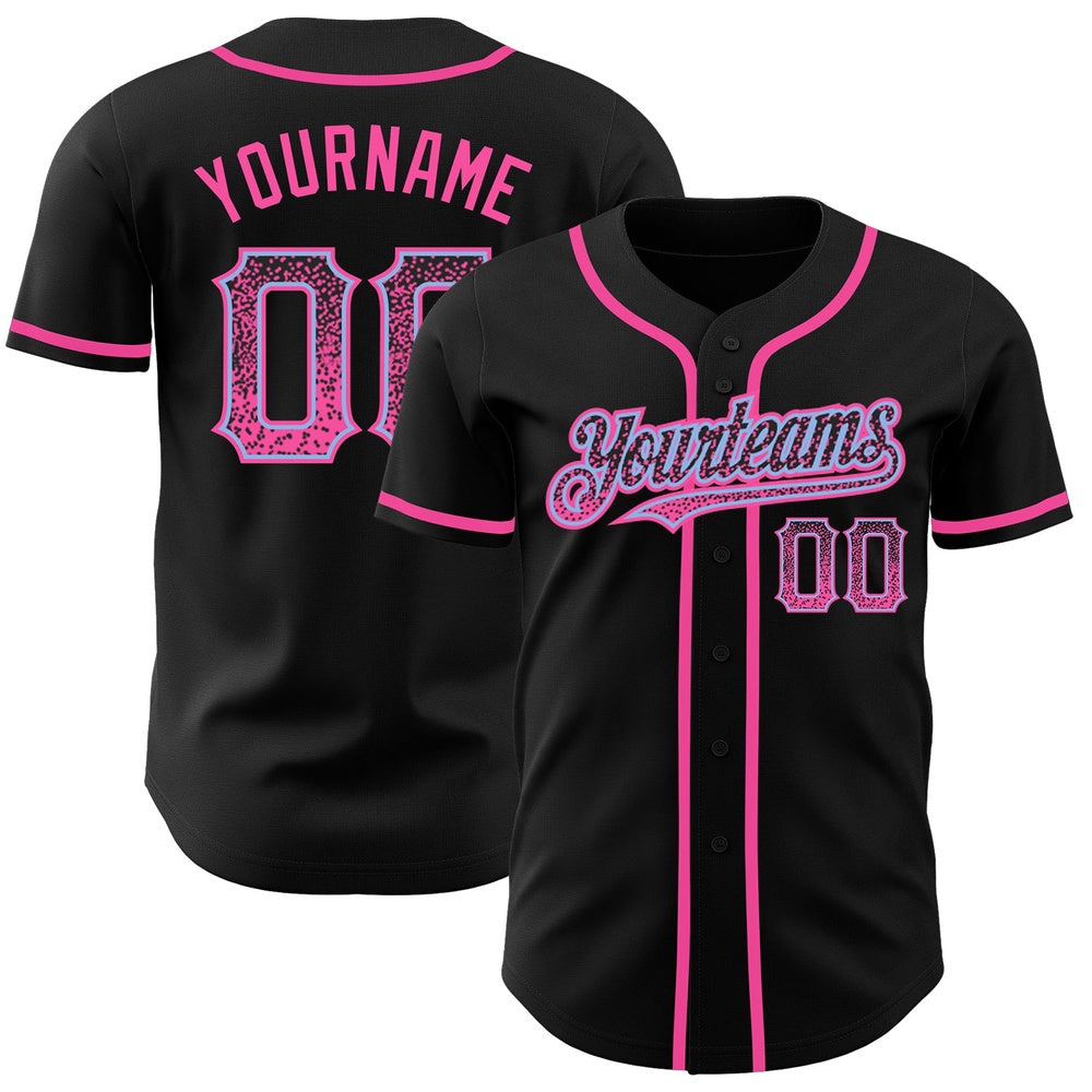 USA Baseball Jersey, Custom Black Pink Light Blue Authentic Drift Fashion Baseball Jersey, Team Jerseys Baseball