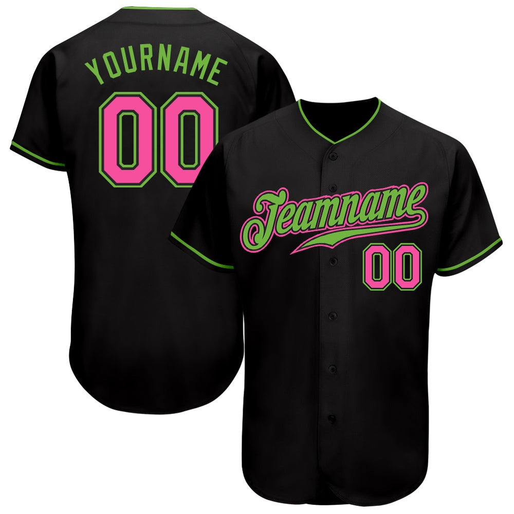 USA Baseball Jersey, Custom Black Pink Neon Green Authentic Baseball Jersey, Team Jerseys Baseball