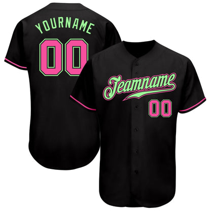 USA Baseball Jersey, Custom Black Pink Pea Green Authentic Baseball Jersey, Team Jerseys Baseball