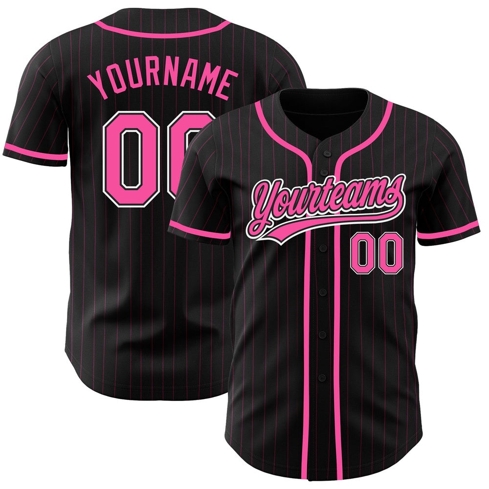 USA Baseball Jersey, Custom Black Pink Pinstripe Pink White Authentic Baseball Jersey, Team Jerseys Baseball