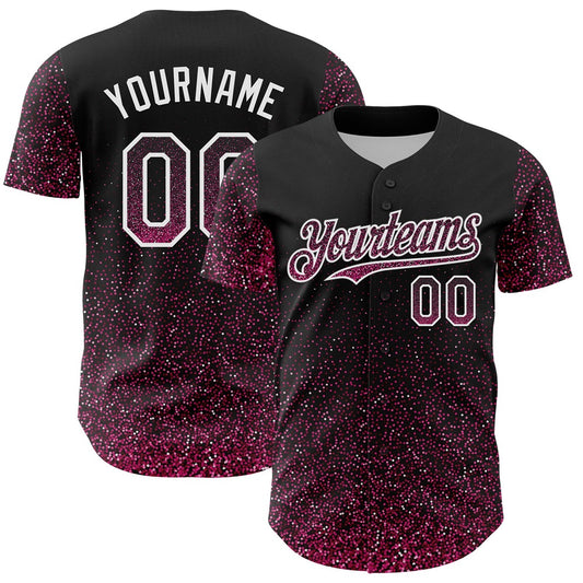 USA Baseball Jersey, Custom Black Pink White 3D Pattern Design Abstract Colorful Glittering Dot Authentic Baseball Jersey, Team Jerseys Baseball