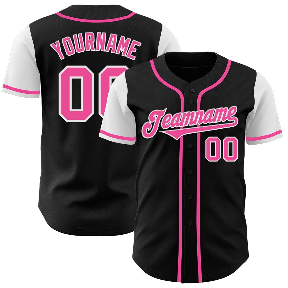 USA Baseball Jersey, Custom Black Pink White Authentic Two Tone Baseball Jersey, Team Jerseys Baseball