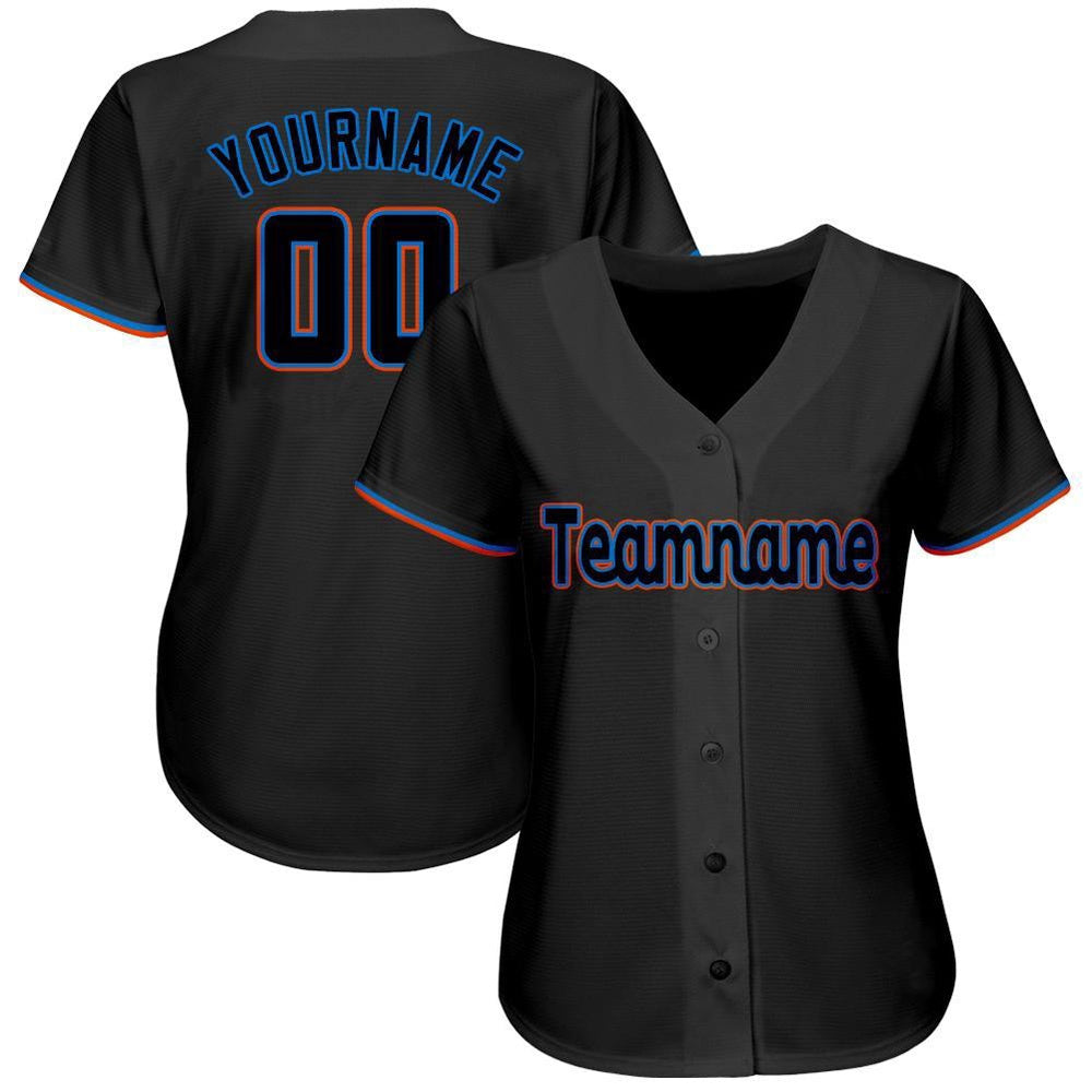 USA Baseball Jersey, Custom Black Powder Blue Orange Baseball Jersey, Team Jerseys Baseball