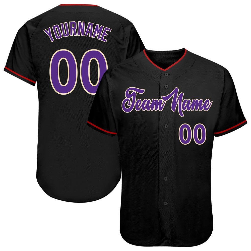 USA Baseball Jersey, Custom Black Purple Cream Authentic Baseball Jersey, Team Jerseys Baseball