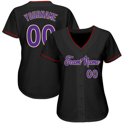 USA Baseball Jersey, Custom Black Purple Cream Authentic Baseball Jersey, Team Jerseys Baseball