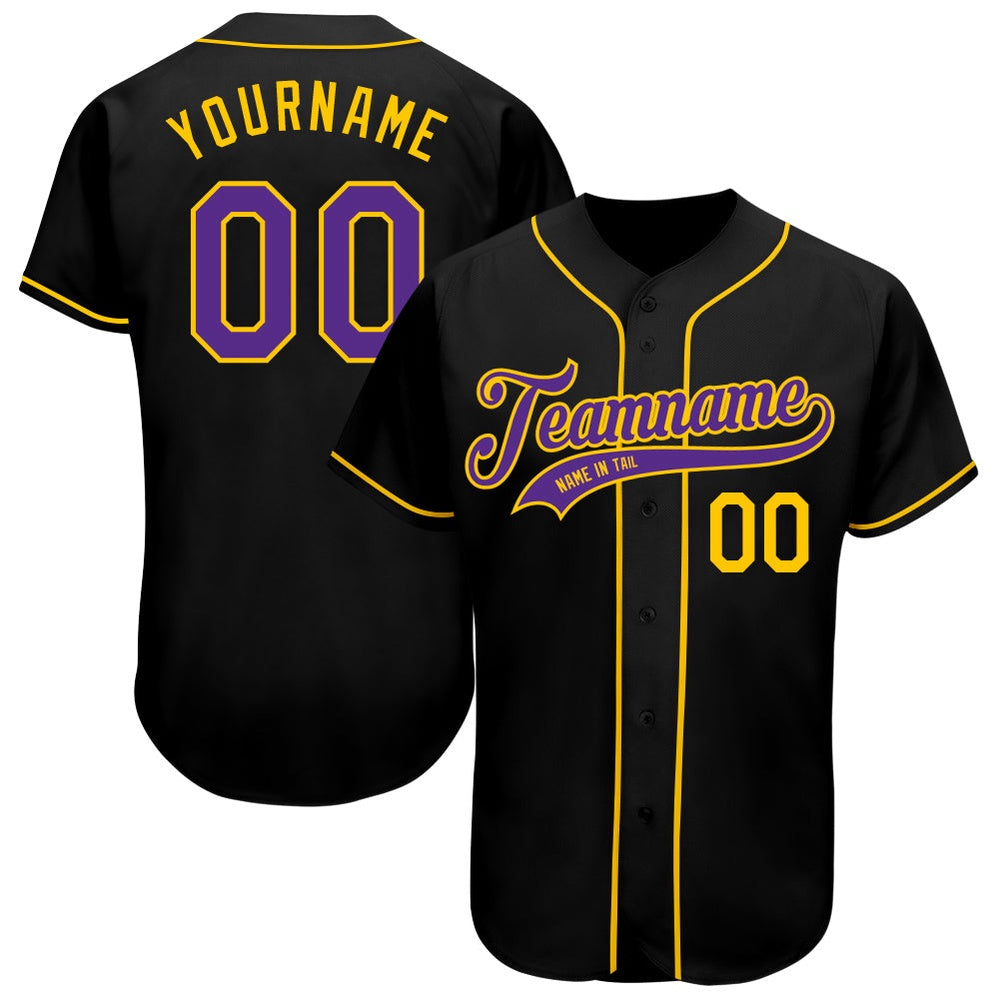 USA Baseball Jersey, Custom Black Purple Gold Authentic Baseball Jersey, Team Jerseys Baseball