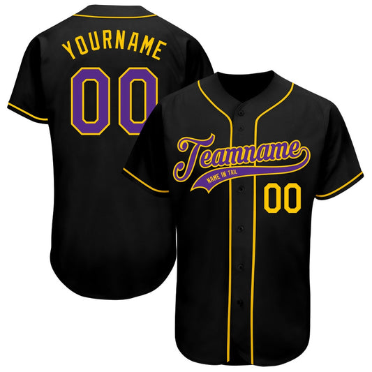 USA Baseball Jersey, Custom Black Purple Gold Authentic Baseball Jersey, Team Jerseys Baseball