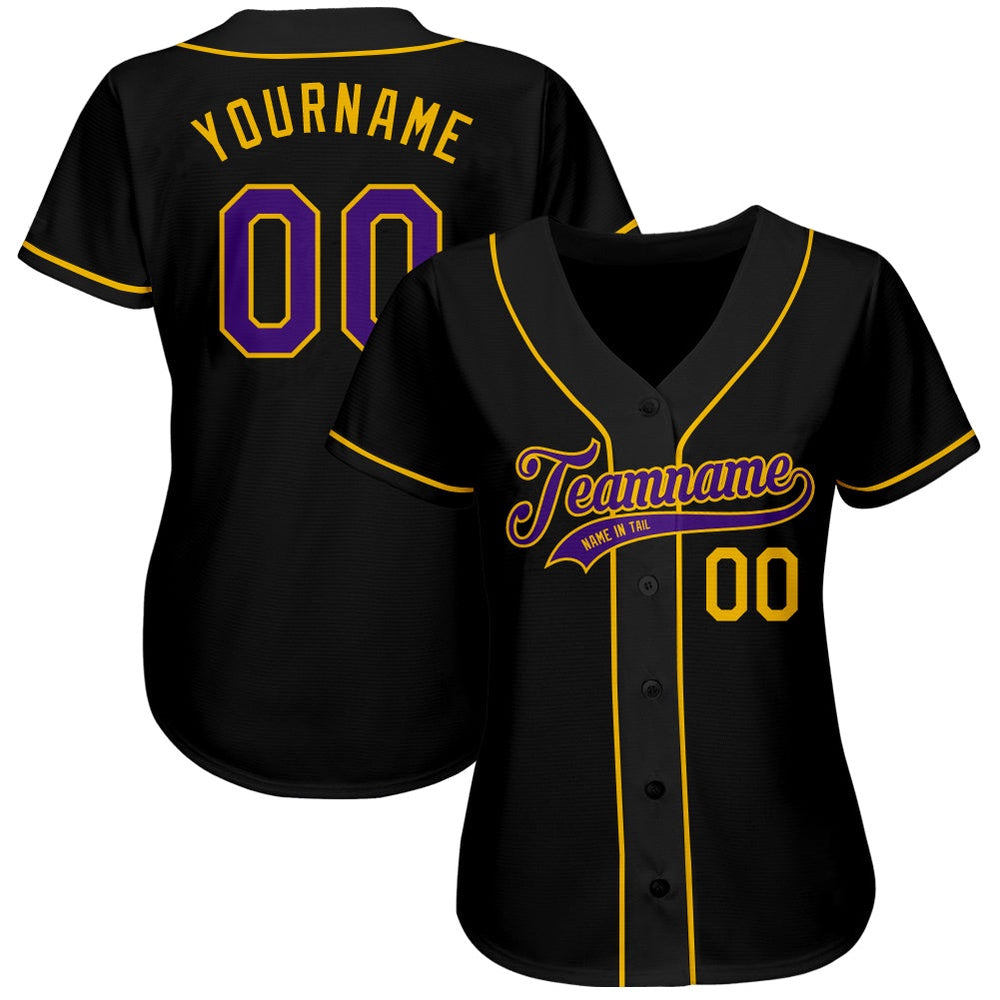 USA Baseball Jersey, Custom Black Purple Gold Authentic Baseball Jersey, Team Jerseys Baseball