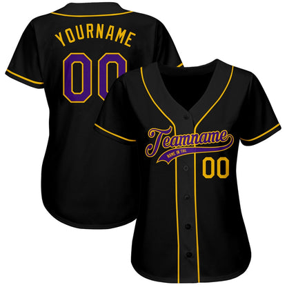 USA Baseball Jersey, Custom Black Purple Gold Authentic Baseball Jersey, Team Jerseys Baseball