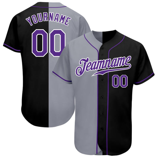 USA Baseball Jersey, Custom Black Purple Gray Authentic Split Fashion Baseball Jersey, Team Jerseys Baseball